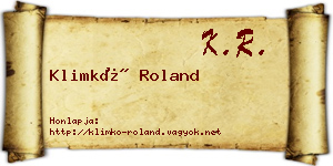 Klimkó Roland névjegykártya